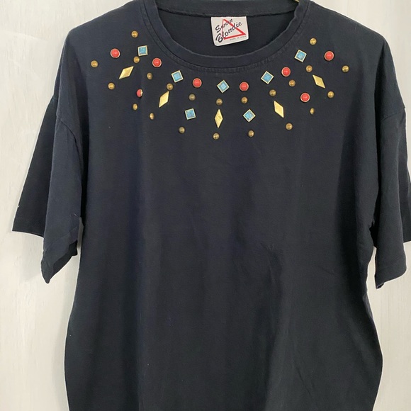 Studded Retro Gold Crewneck T-shirt - Picture 4 of 6